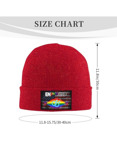 Why Be Afraid to Be EnGayged Cozy Knitted Hat for Winter - Warm Comfort Black Red $11.68 Skullies & Beanies