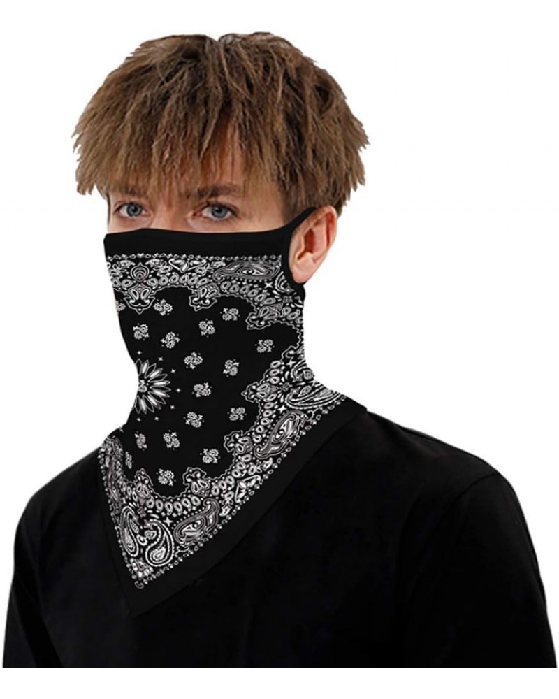 Face Bandana Neck Gaiters Ear Loops Balaclava Motorcycle Dust Wind Face Neck Cover for Men Women B05 $10.99 Balaclavas