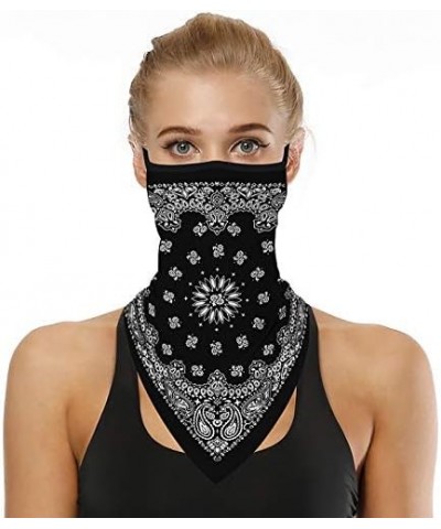 Face Bandana Neck Gaiters Ear Loops Balaclava Motorcycle Dust Wind Face Neck Cover for Men Women B05 $10.99 Balaclavas