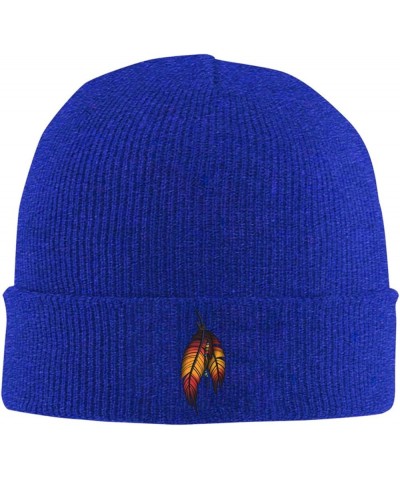 Native American Feather Winter Knitted Hat Soft Warm Beanie Hat Black Blue $11.39 Skullies & Beanies