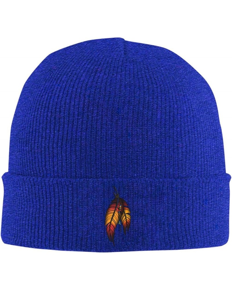 Native American Feather Winter Knitted Hat Soft Warm Beanie Hat Black Blue $11.39 Skullies & Beanies