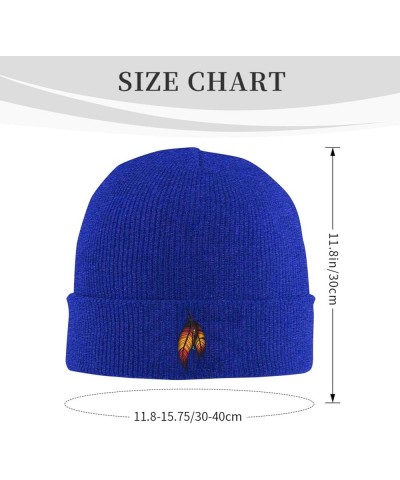 Native American Feather Winter Knitted Hat Soft Warm Beanie Hat Black Blue $11.39 Skullies & Beanies