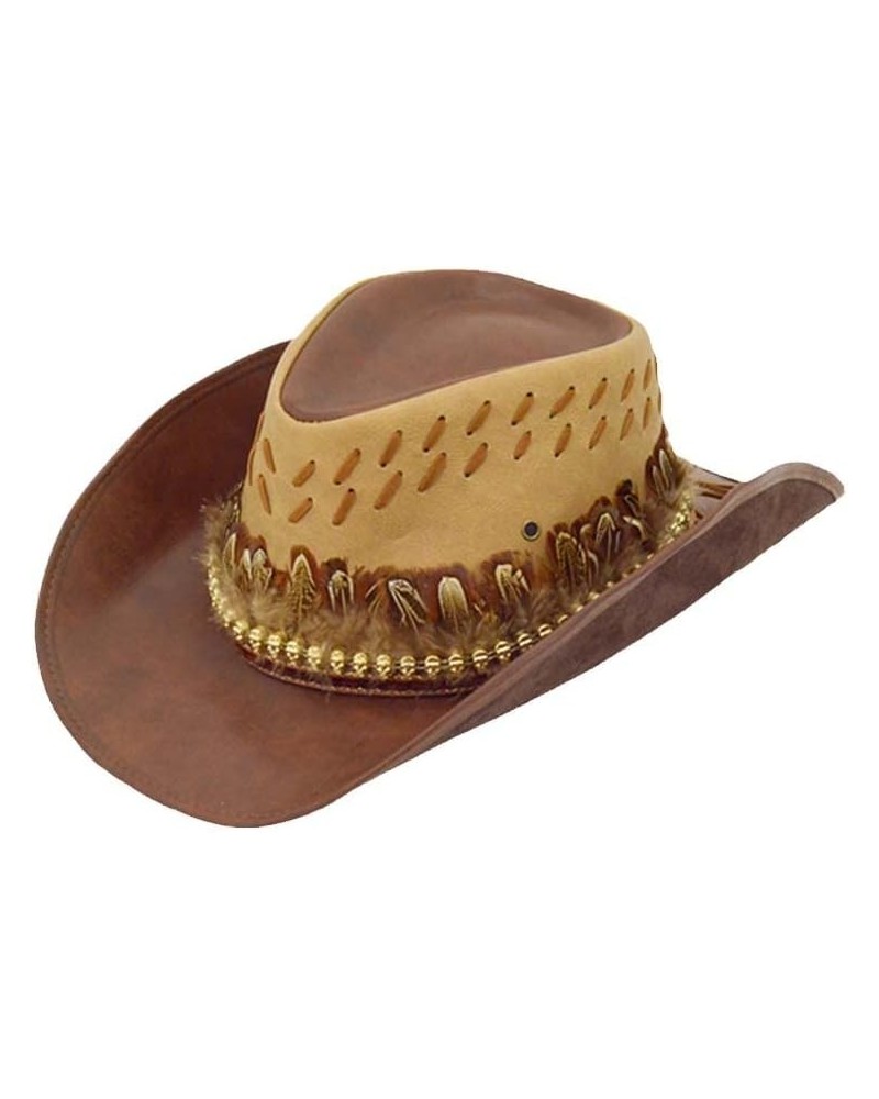 Classical Unisex Leather Cowboy Hats Women Men Western Cowboy Hats for Dad Gentleman Lady Rope Wide Brim Jazz Caps YS3704-5 M...