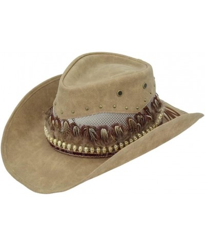 Classical Unisex Leather Cowboy Hats Women Men Western Cowboy Hats for Dad Gentleman Lady Rope Wide Brim Jazz Caps YS3704-5 M...