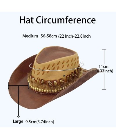 Classical Unisex Leather Cowboy Hats Women Men Western Cowboy Hats for Dad Gentleman Lady Rope Wide Brim Jazz Caps YS3704-5 M...