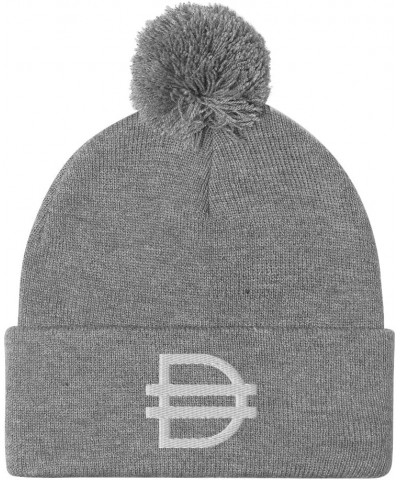 DAI Cryptocurrency Logo Hat (Embroidered Pom-Pom Beanie) Heather Grey $13.26 Skullies & Beanies