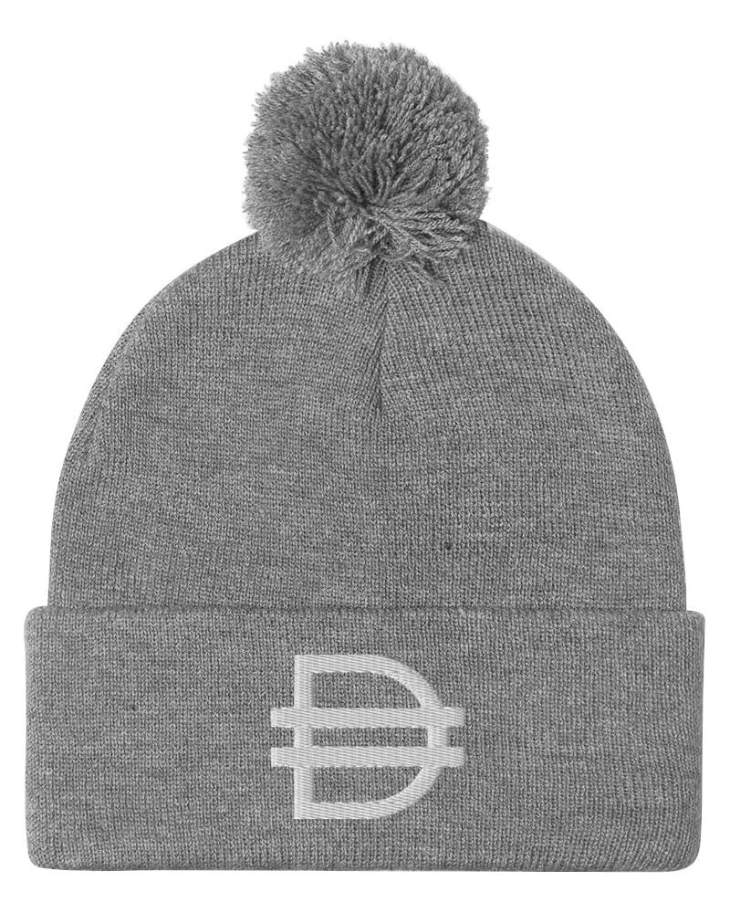 DAI Cryptocurrency Logo Hat (Embroidered Pom-Pom Beanie) Heather Grey $13.26 Skullies & Beanies