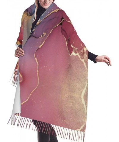 Tropical Pineapple Print Classic Shawl Tassel Scarf Long Pile Cashmere Winter Warm Shawl Scarf For Women Marble Texture $12.9...