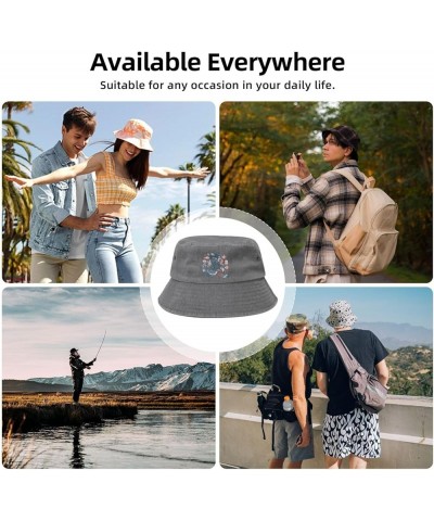 Seamless Chart of Sea Animals Bucket Hat for Women Men Summer Travel Sun Hat Outdoor Cap Funny Bucket Hats Gray $12.73 Bucket...