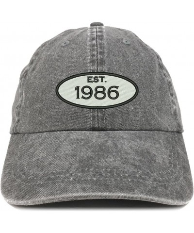 Established 1986 Embroidered 38th Birthday Gift Pigment Dyed Washed Cotton Cap Black $13.99 Baseball Caps