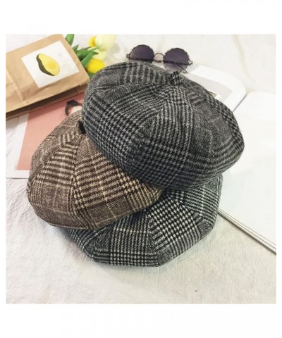 Striped Plaid Berets for Women Cotton Beanies Caps Ladies Girls Chic Newsboy Caps Painter Cap Artist Hat Brown $13.11 Newsboy...