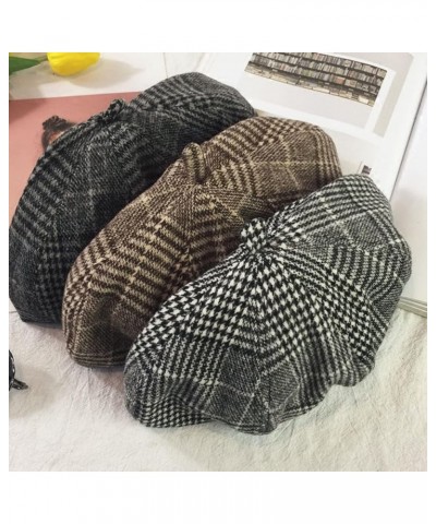 Striped Plaid Berets for Women Cotton Beanies Caps Ladies Girls Chic Newsboy Caps Painter Cap Artist Hat Brown $13.11 Newsboy...