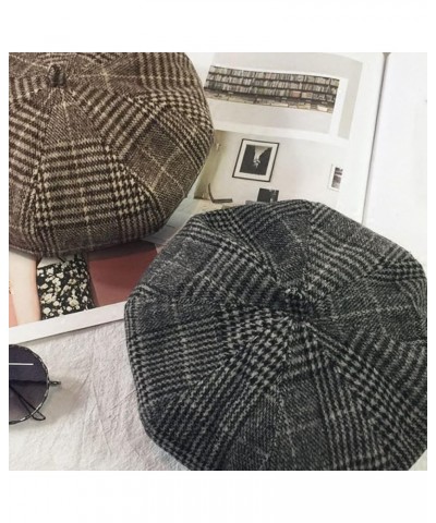 Striped Plaid Berets for Women Cotton Beanies Caps Ladies Girls Chic Newsboy Caps Painter Cap Artist Hat Brown $13.11 Newsboy...