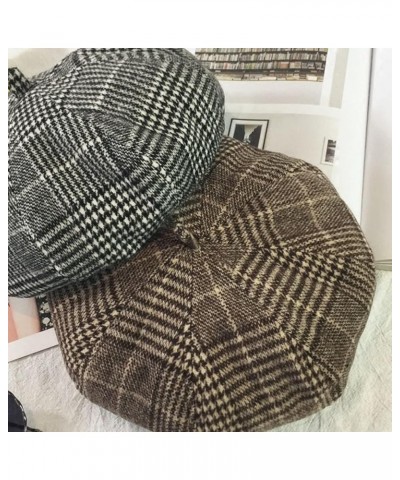 Striped Plaid Berets for Women Cotton Beanies Caps Ladies Girls Chic Newsboy Caps Painter Cap Artist Hat Brown $13.11 Newsboy...