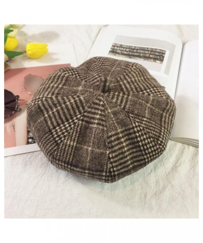 Striped Plaid Berets for Women Cotton Beanies Caps Ladies Girls Chic Newsboy Caps Painter Cap Artist Hat Brown $13.11 Newsboy...