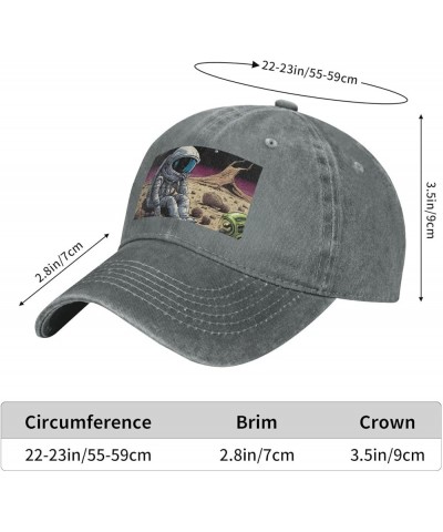 Baseball Cap for Men Women Astronaut with Broken Aircraft Adjustable Dad Hat Washed Cotton Baseball Hat for Outdoor Gray $9.6...