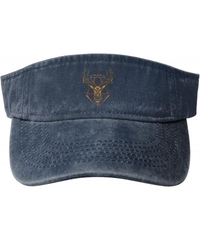 Cute Deer Head Sun Visor Hats for Women Men Sun Hat Cotton Golf Hat Vintage Baseball Cap Navy Blue $9.85 Visors