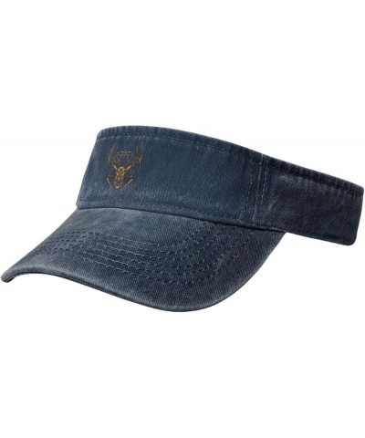 Cute Deer Head Sun Visor Hats for Women Men Sun Hat Cotton Golf Hat Vintage Baseball Cap Navy Blue $9.85 Visors