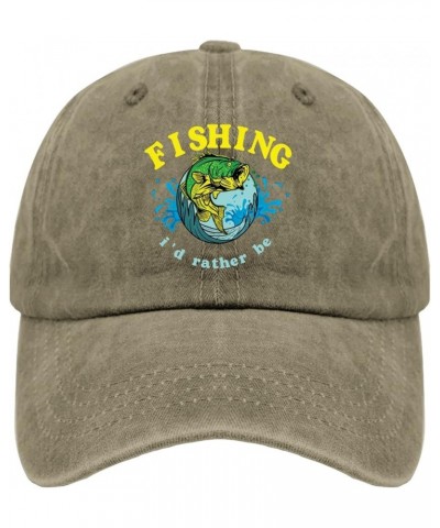 Mens Ball Caps Fishing Running Cap for Women's Athletic Hats Adjustable I'd Rather be fishings Baseball Hat Pigment Khaki $8....