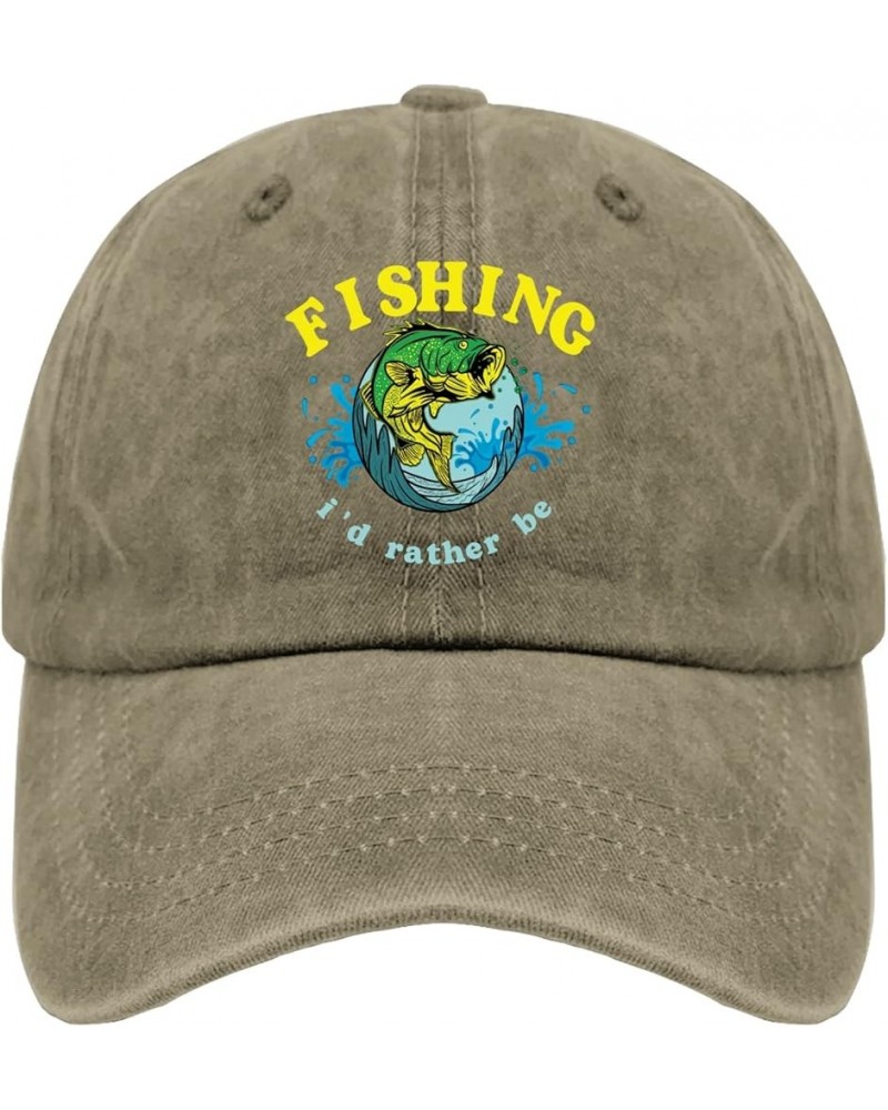 Mens Ball Caps Fishing Running Cap for Women's Athletic Hats Adjustable I'd Rather be fishings Baseball Hat Pigment Khaki $8....