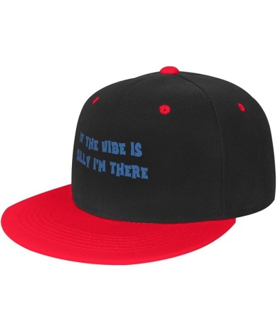 Women's and Men's Baseball Hat If The Vibe is Silly I'm There Original Dad Hat Adjustable Flat Bill Hats,White Red $10.46 Bas...