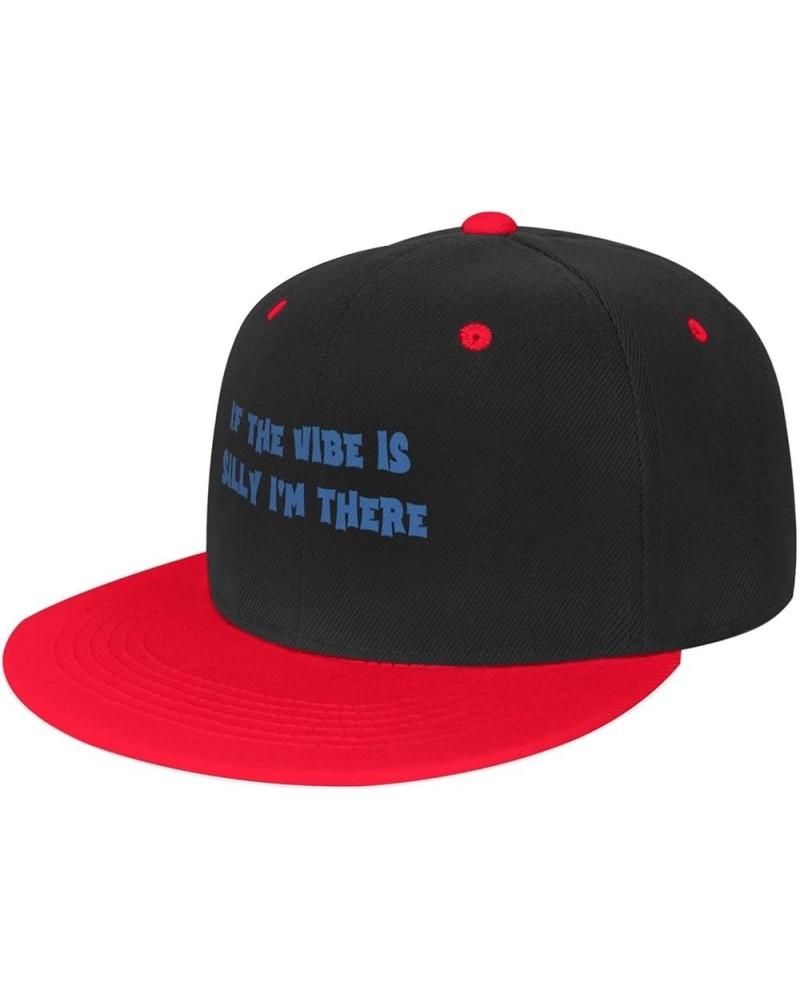 Women's and Men's Baseball Hat If The Vibe is Silly I'm There Original Dad Hat Adjustable Flat Bill Hats,White Red $10.46 Bas...