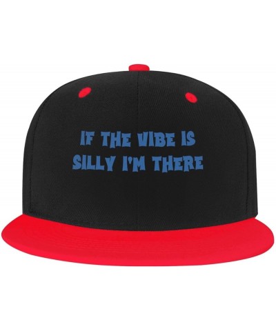 Women's and Men's Baseball Hat If The Vibe is Silly I'm There Original Dad Hat Adjustable Flat Bill Hats,White Red $10.46 Bas...