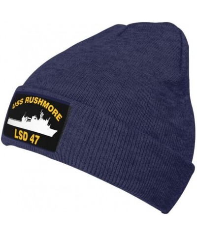 USS Rushmore LSD 47 Flag-Knit hat Trucker Hats Denim Hats Cowboy Baseball Caps Fisherman's hat Navy Blue $13.99 Baseball Caps