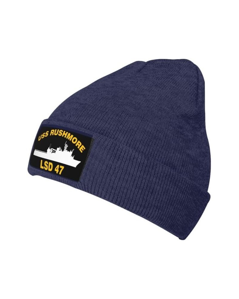 USS Rushmore LSD 47 Flag-Knit hat Trucker Hats Denim Hats Cowboy Baseball Caps Fisherman's hat Navy Blue $13.99 Baseball Caps