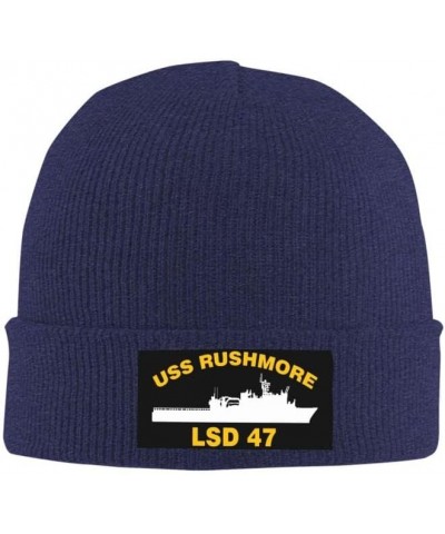 USS Rushmore LSD 47 Flag-Knit hat Trucker Hats Denim Hats Cowboy Baseball Caps Fisherman's hat Navy Blue $13.99 Baseball Caps