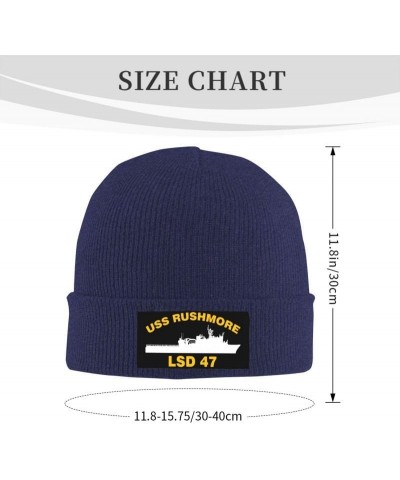 USS Rushmore LSD 47 Flag-Knit hat Trucker Hats Denim Hats Cowboy Baseball Caps Fisherman's hat Navy Blue $13.99 Baseball Caps