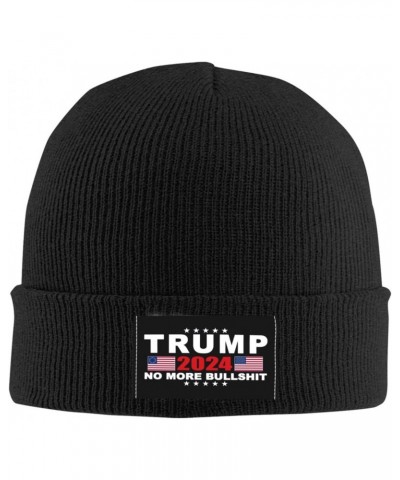 Trump 2024 No More Bullshit Beanie Hats Warm Chunky Cable Knit Hat Slouchy Skull Cap for Women Men Black $12.52 Skullies & Be...