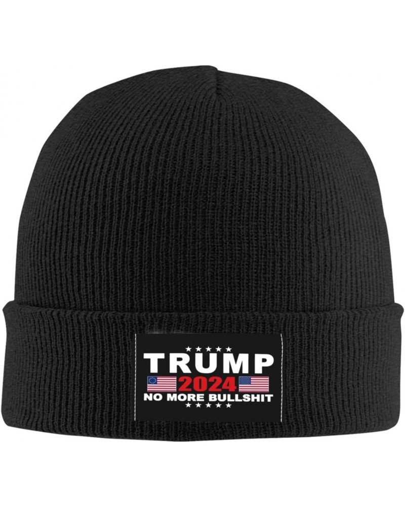 Trump 2024 No More Bullshit Beanie Hats Warm Chunky Cable Knit Hat Slouchy Skull Cap for Women Men Black $12.52 Skullies & Be...