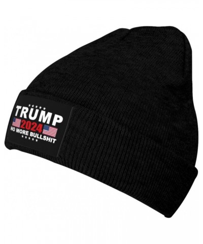 Trump 2024 No More Bullshit Beanie Hats Warm Chunky Cable Knit Hat Slouchy Skull Cap for Women Men Black $12.52 Skullies & Be...