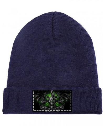 Beanie Hat for Men and Women Star Consider Winter Warm Hats Knit Slouchy Thick Cap Navy-skulls Wide $11.18 Skullies & Beanies