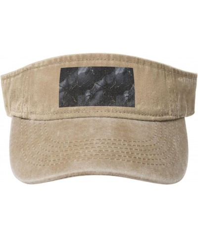 Black Marble Print Stylish Denim Open-Top Sun Hat for Everyday Wear and Sports, One Size-Large $15.05 Sun Hats