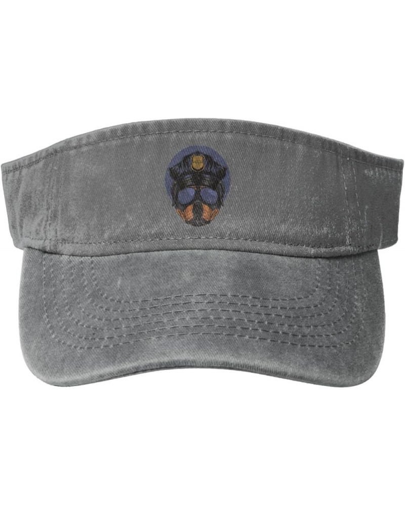 Rottweiler Police Sun Visor Hats for Women Men Adjustable Sports Sun Hats Cotton Golf Cap Gray $12.63 Visors