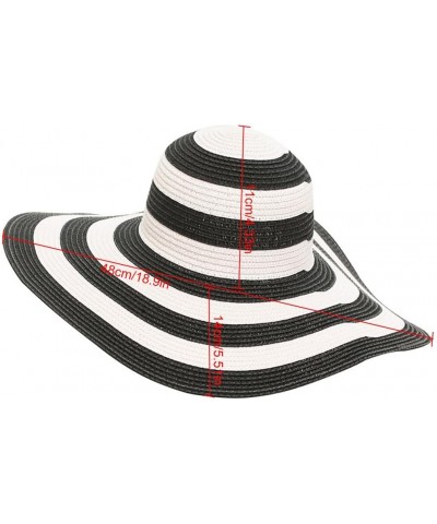 String-Embellished Floppy Sun Hat for Women, Stripe-Designed Summer Straw Hat, Foldable and Packable $13.54 Sun Hats