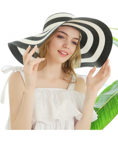 String-Embellished Floppy Sun Hat for Women, Stripe-Designed Summer Straw Hat, Foldable and Packable $13.54 Sun Hats