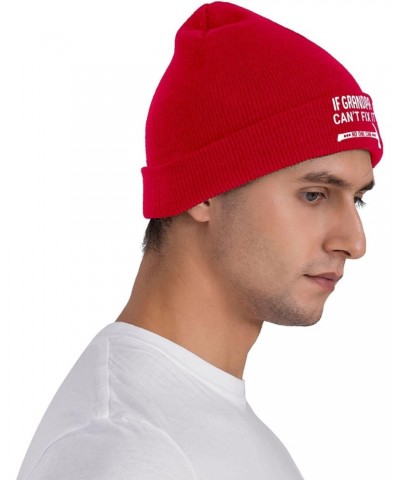 If Grandpa Can't Fix It No One Can Beanie Hat Skull Knit Warm Cap Women Men Soft Stretch for Winter1 Red $12.40 Skullies & Be...