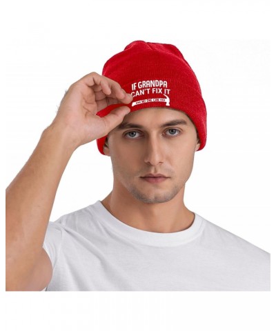 If Grandpa Can't Fix It No One Can Beanie Hat Skull Knit Warm Cap Women Men Soft Stretch for Winter1 Red $12.40 Skullies & Be...