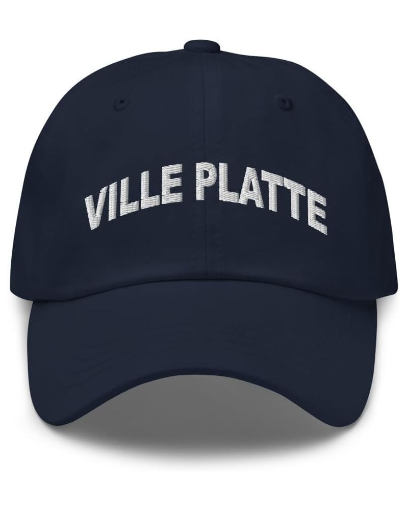 Ville Platte Louisiana Hat Ville Platte Cap Embroidered Dad Hat Adjustable Strap Closure Unisex Navy $19.20 Baseball Caps