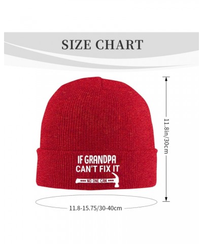 If Grandpa Can't Fix It No One Can Beanie Hat Skull Knit Warm Cap Women Men Soft Stretch for Winter1 Red $12.40 Skullies & Be...