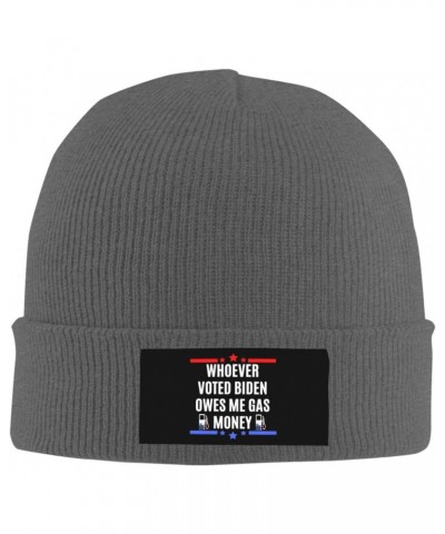 Whoever Voted Biden Owes Me Gas Money Cozy Knitted Beanie Hat - Stylish Winter Headwear Acrylic Ideal for All Ages Deep Heath...