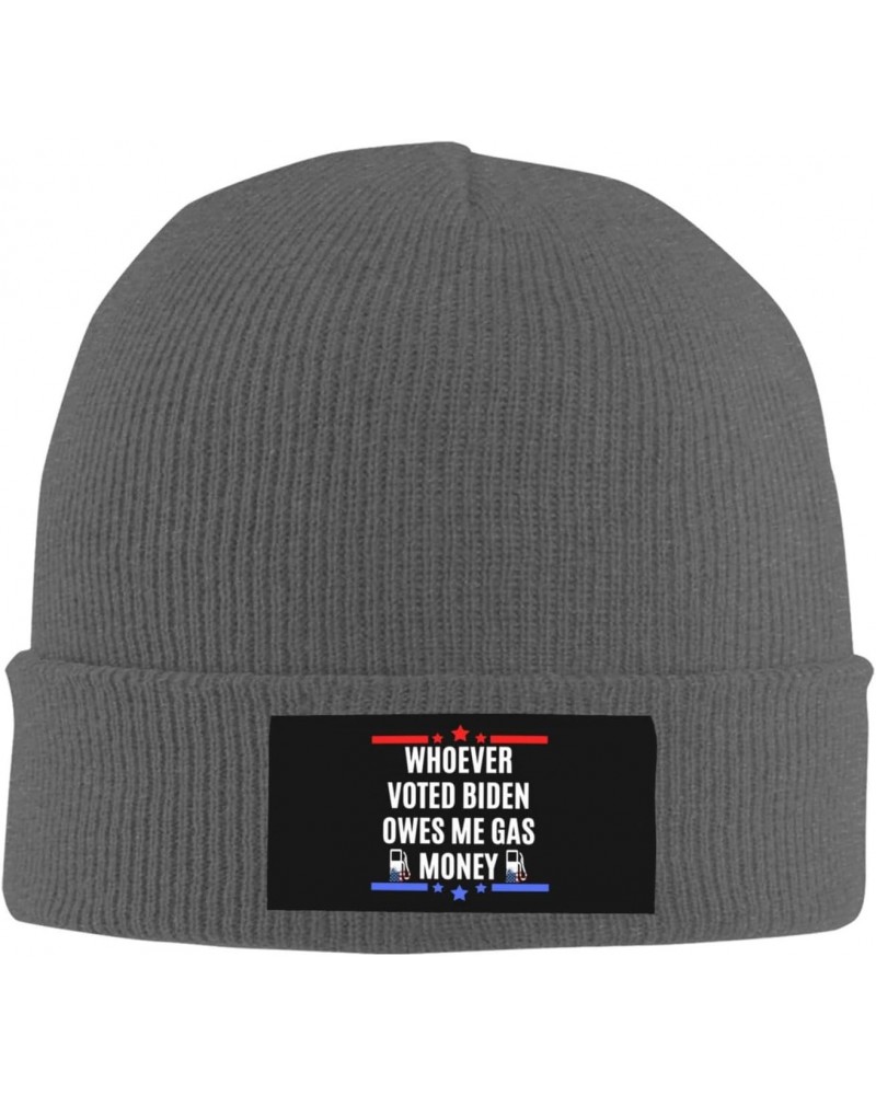 Whoever Voted Biden Owes Me Gas Money Cozy Knitted Beanie Hat - Stylish Winter Headwear Acrylic Ideal for All Ages Deep Heath...