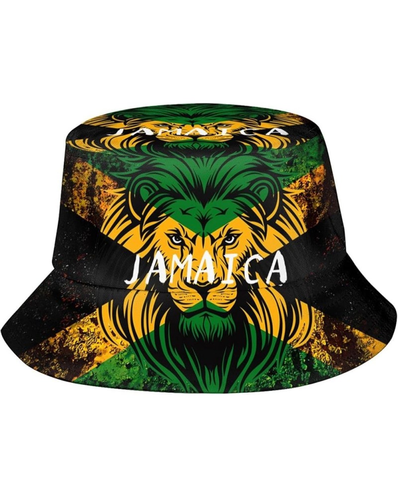 Jamaica Bucket Hat Fashion Jamaican Flag Fisherman Hat Summer Outdoor Travel Beach Hat for Women Men Adults Jamaican Lion Fla...