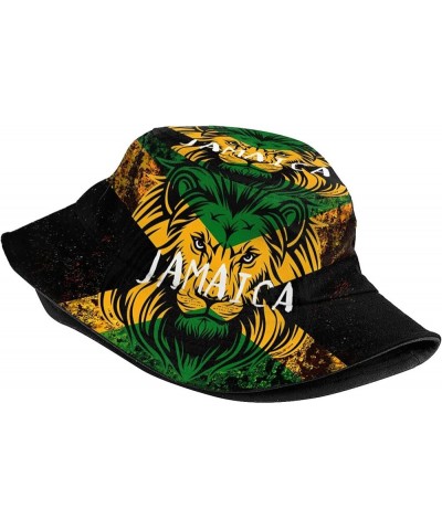 Jamaica Bucket Hat Fashion Jamaican Flag Fisherman Hat Summer Outdoor Travel Beach Hat for Women Men Adults Jamaican Lion Fla...