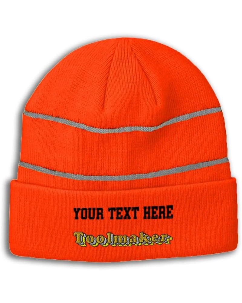 Custom Reflective Beanie Toolmaker Acrylic High Visibility Running Gear Skull Cap for Men & Women 1 Size Neon Orange Personal...