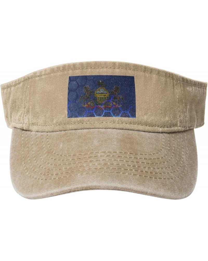 Flag of Pennsylvania Sun Hat Sun Visor Hats for Women Men Baseball Cap Golf Hats Natural $13.97 Visors