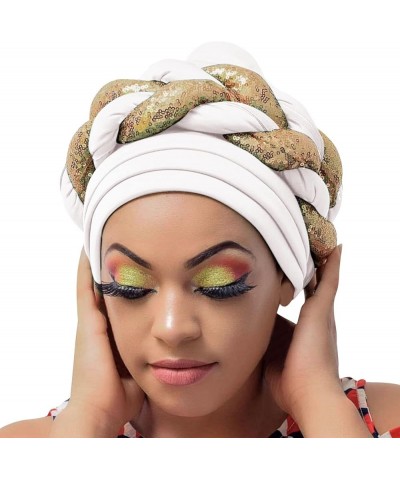 Fashion Women Beading Braid Hat Muslim Ruffle Cancer Wrap Cap Sleep Caps Satin Lined Hair Ladies Bucket Hat White-d $13.93 Bu...